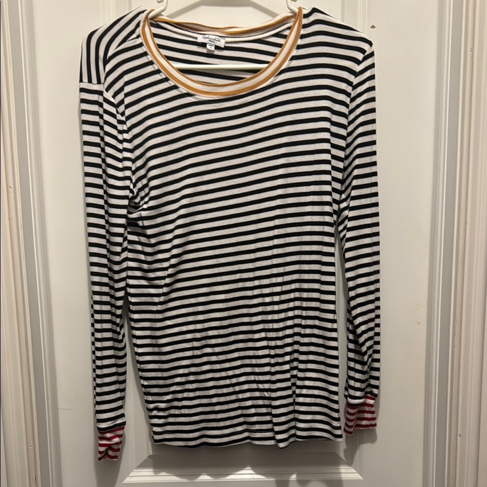 Splendid Black and White Fitted Maternity Long Sleeve Tee